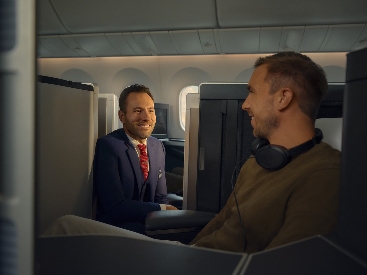 Club World customer interacting with Cabin Crew 