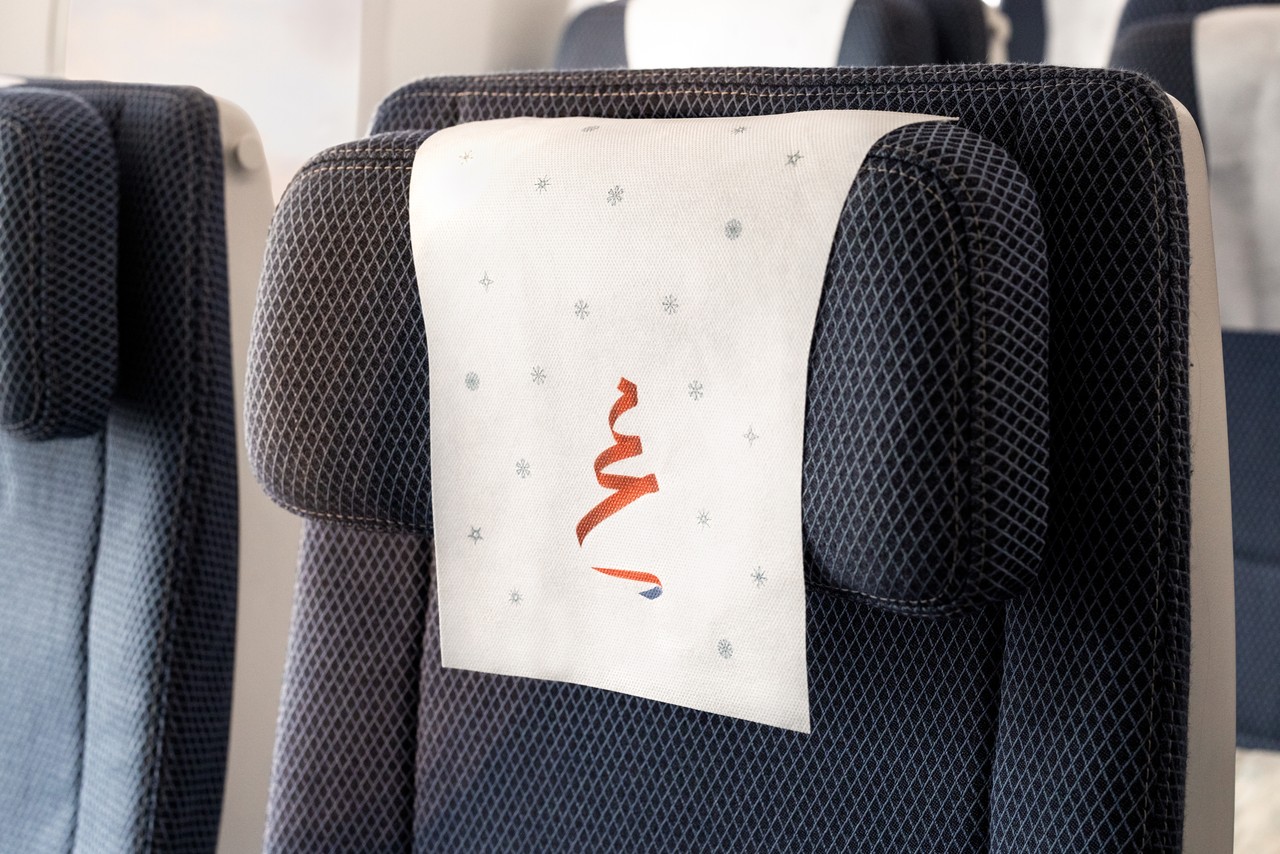 World Traveller headrest seat cover in Economy 
